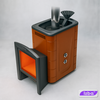 Банная печь ТМФ Гейзер Мини 2016 Inox Витра ЗК ТО терракота