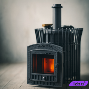 Чугунная банная печь GFS Авангард ЗК 24 (П2) Ураган в сетке Тюльпан